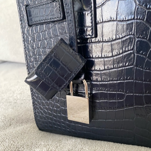 Saint Laurent - Sac de Jour Nano in Navy Embossed Crocodile Shiny leather - Picture 6 of 10